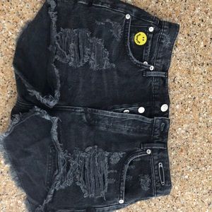 Agolde black denim shorts